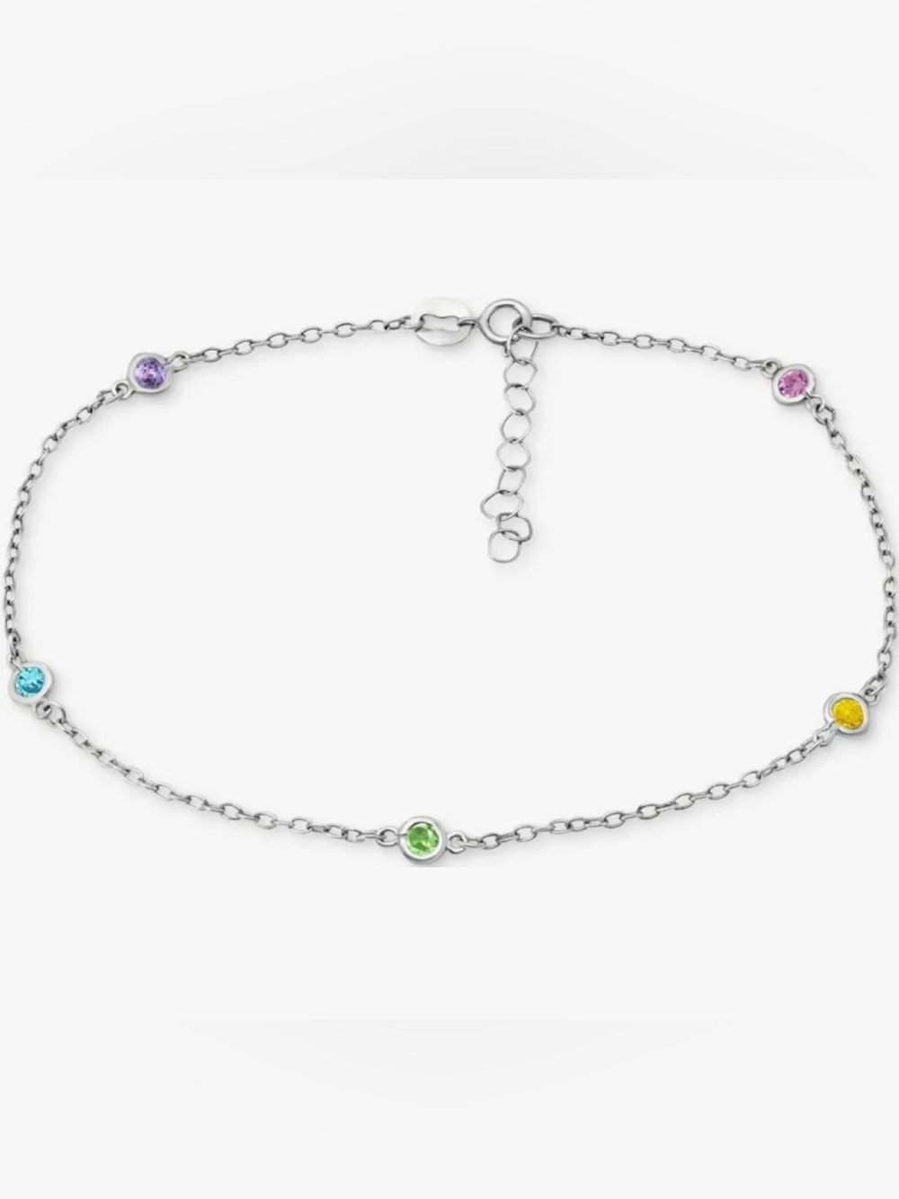 Giani Bernini Sterling Silver Multi-Stone Ankle Bracelet - Picture 4 of 5
